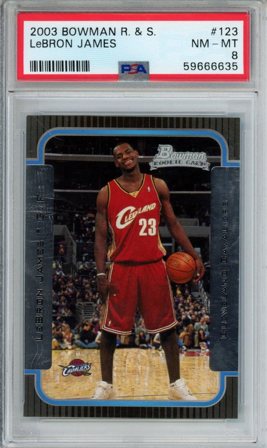 Product image for 2003 BOWMAN ROOKIES & STARS LeBRON JAMES #123 PSA NM-MT 8