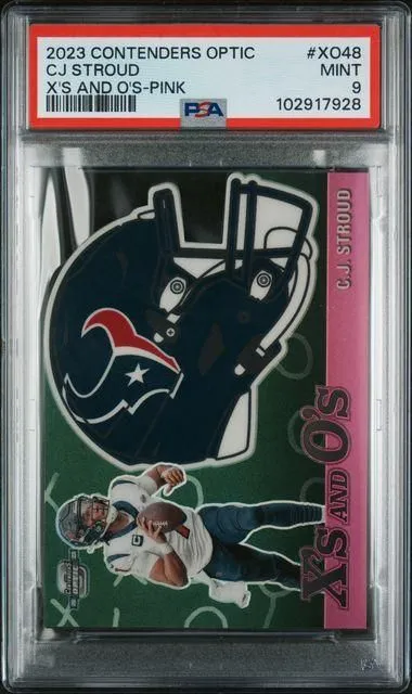 Product image for 2023 PANINI CONTENDERS OPTIC X'S AND O'S CJ STROUD X'S AND O'S-PINK #XO48 PSA MINT 9