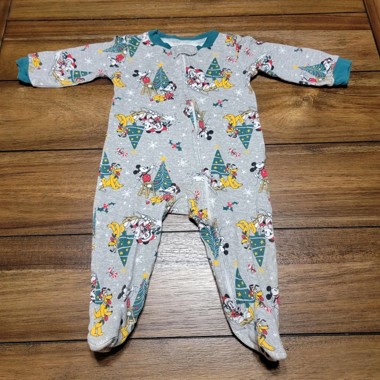 Product image for Disney Infant Body Suit w/ Footies Mickey & Minnie Christmas - Size 6/9M