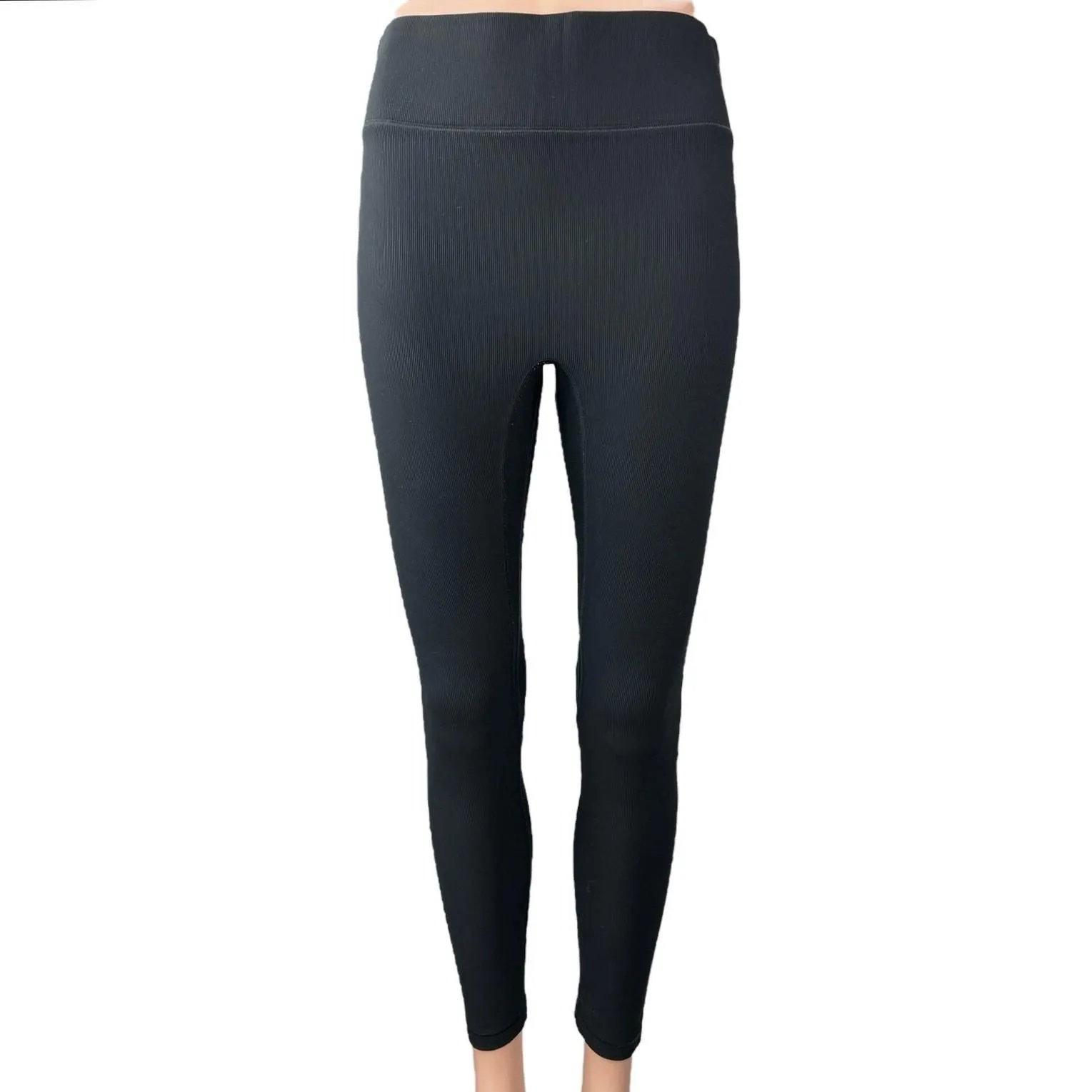 Product image for Bandier x All Access Black Ribbed Mid Rise Workout Athletic Leggings Pants Sz L - Bottoms - L - pre-owned---good - Bandier