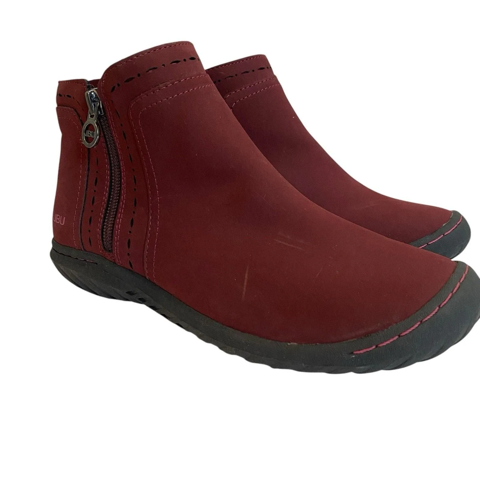 Product image for Jbu Memory Foam Do Juno Women Sz 7 M Burgundy Ankle Length Zip Up Chelsea Boots - 7 - used - Jbu