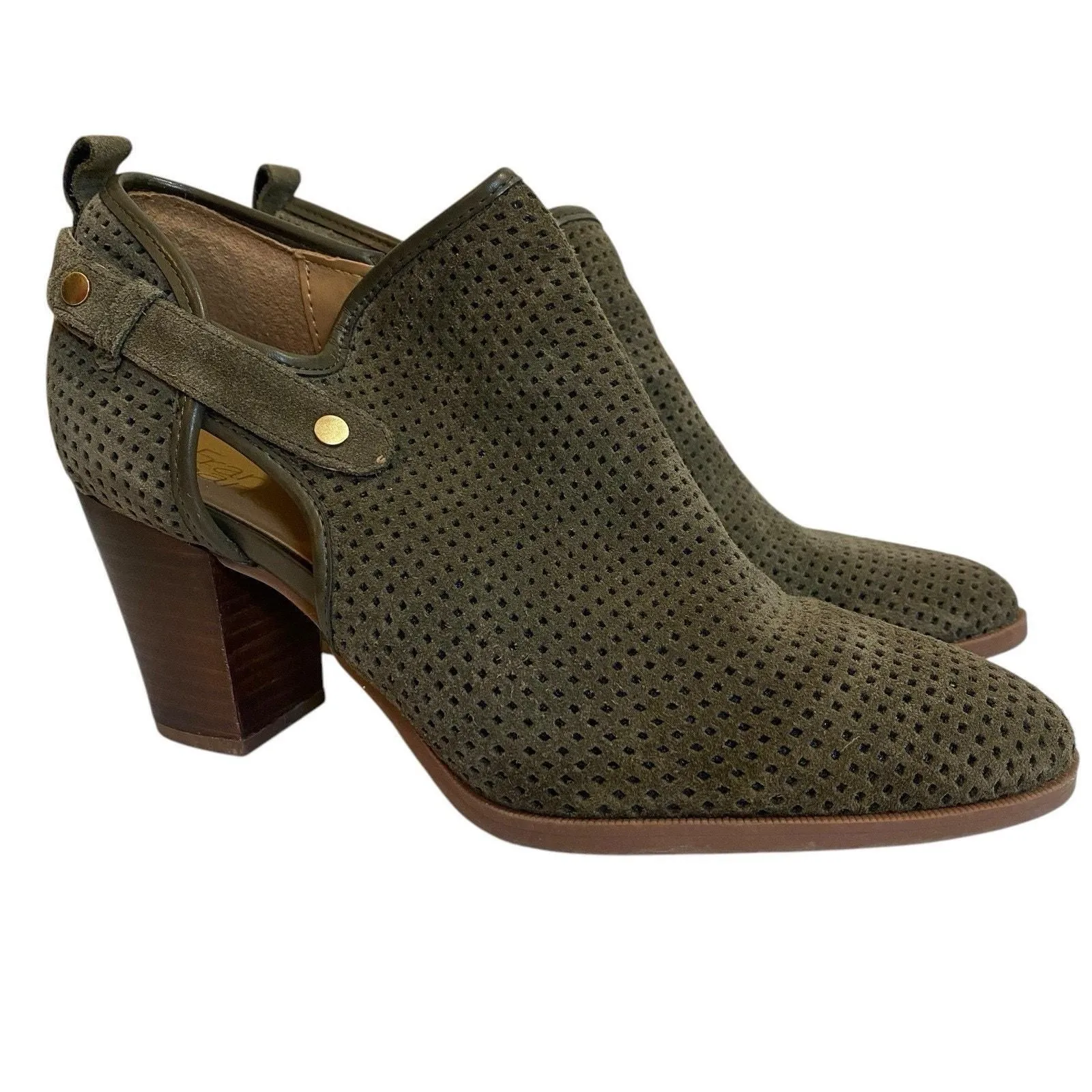 Product image for Franco Sarto Women’s Sz 9.5 M Dale2 Perforated Suede Ankle Bootie Shoes Gray - 9.5 - used - Franco Sarto