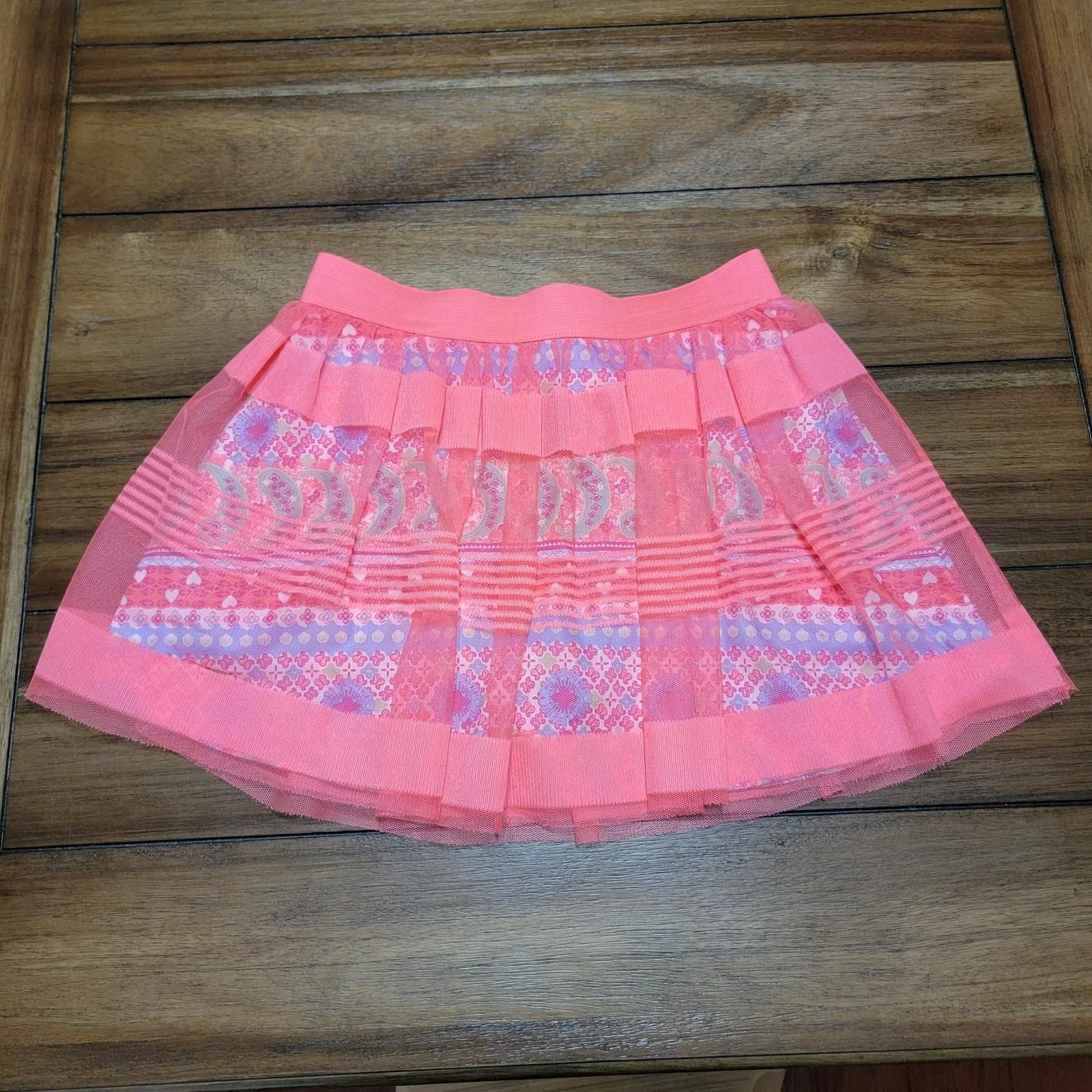 Product image for Faded Glory Girls Multi Pattern Skorts w/ Neon Orange Tule - Size XL (14-16)