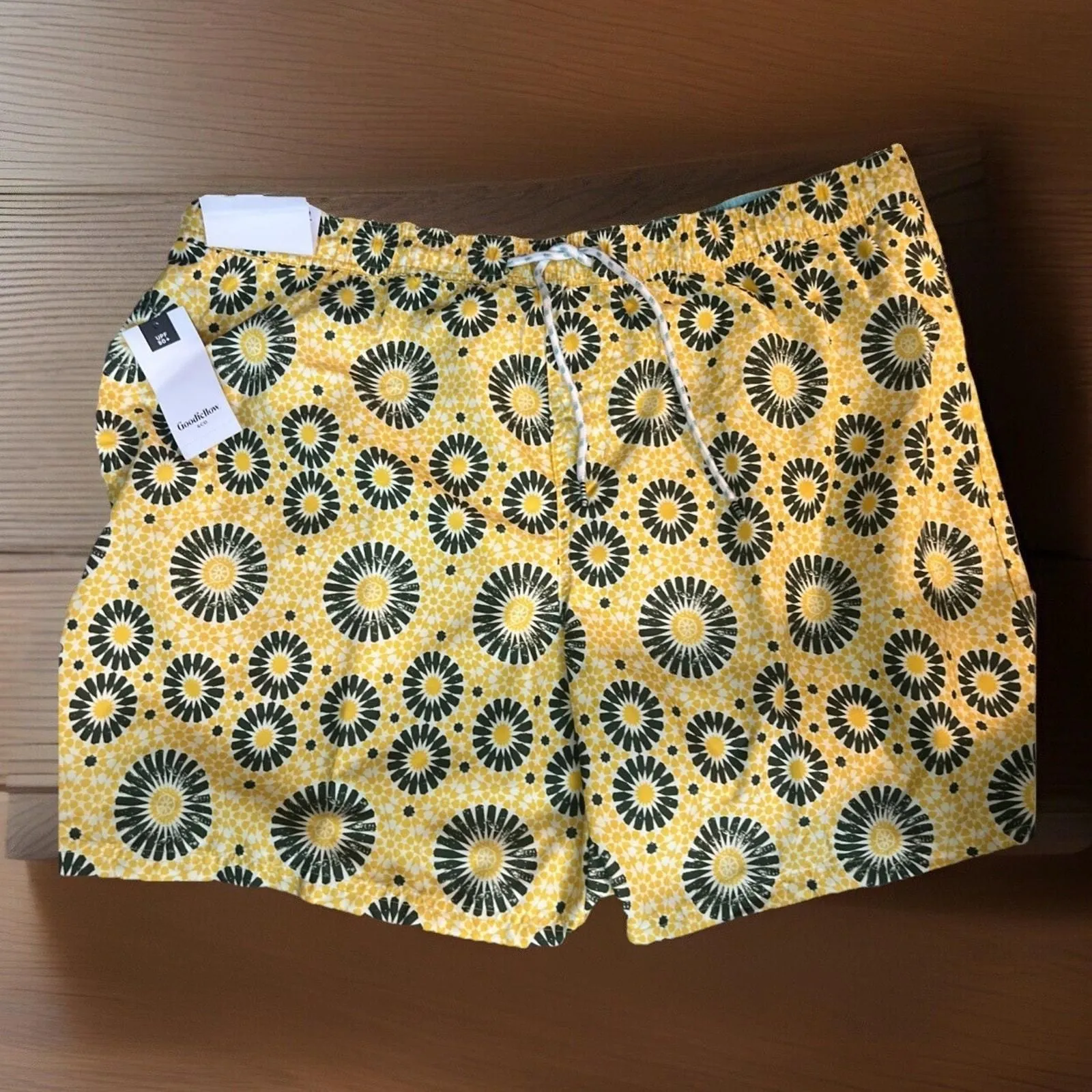 Product image for Goodfellow Mens Swim Trunks 7" Inseam UPF 50+ Yellow Medallion Print Size XXL - Goodfellow & co