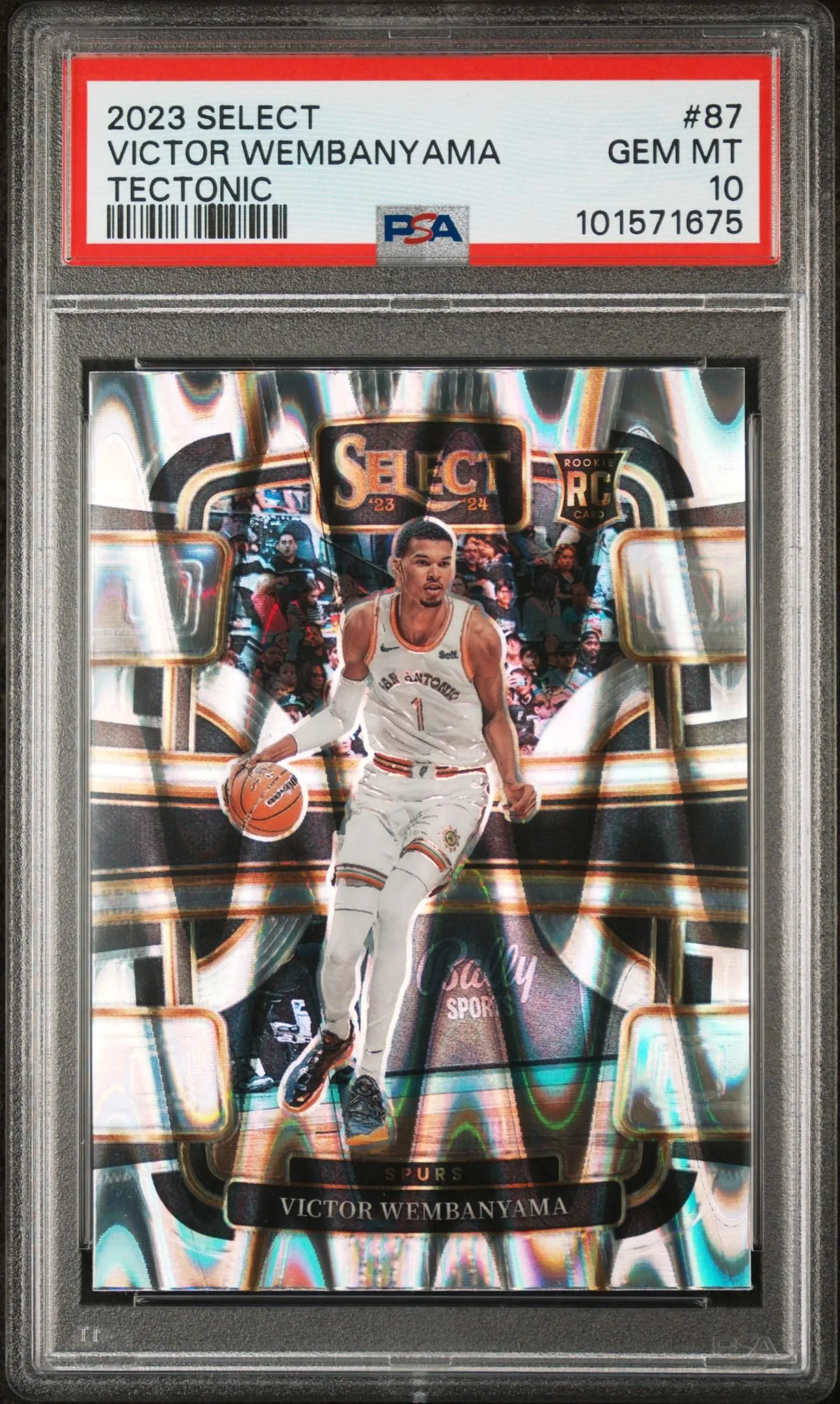 Product image for 2023-24 Panini Select Victor Wembanyama #87 Tectonic PSA 10 - 2023 - Basketball - 87 - Panini - Victor Wembanyama - 2023 Panini Select - 1499 - 0 - Tectonic - Yes