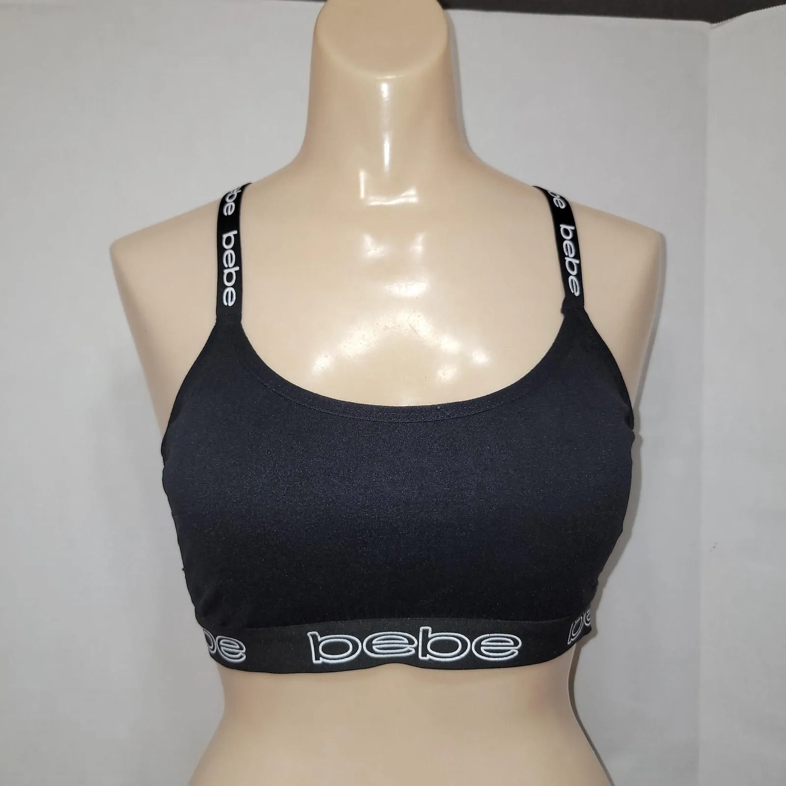 Product image for Bebe Padded Black Sports Bra - Size XL