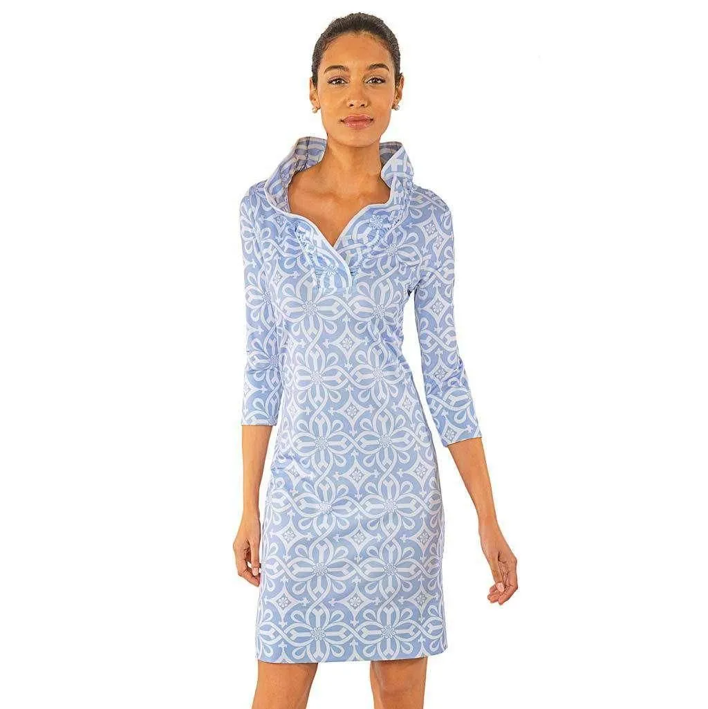 Product image for Gretchen Scott Designs Piazza Pale Blue Ruffneck Dress Sz. Medium - pre-owned---excellent - Gretchen Scott Designs