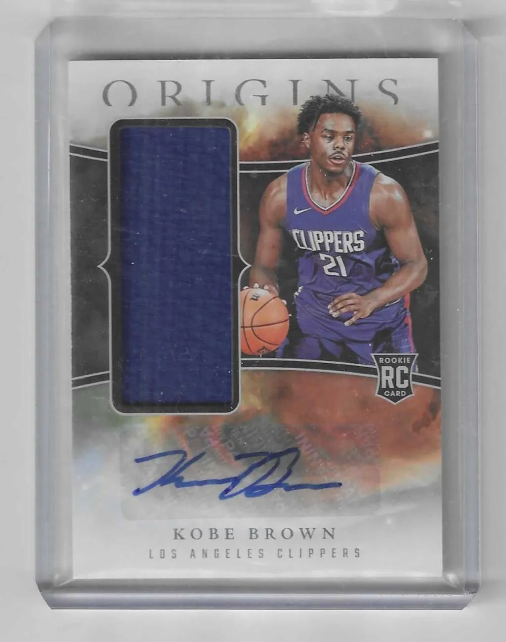 Product image for 2023-24 Panini Origins Kobe Brown RC Auto Jersey  - Kobe Brown - Basketball - Patch, RC - Panini - Kobe Brown - 2023 Panini Origins - Los Angeles Clippers - Yes