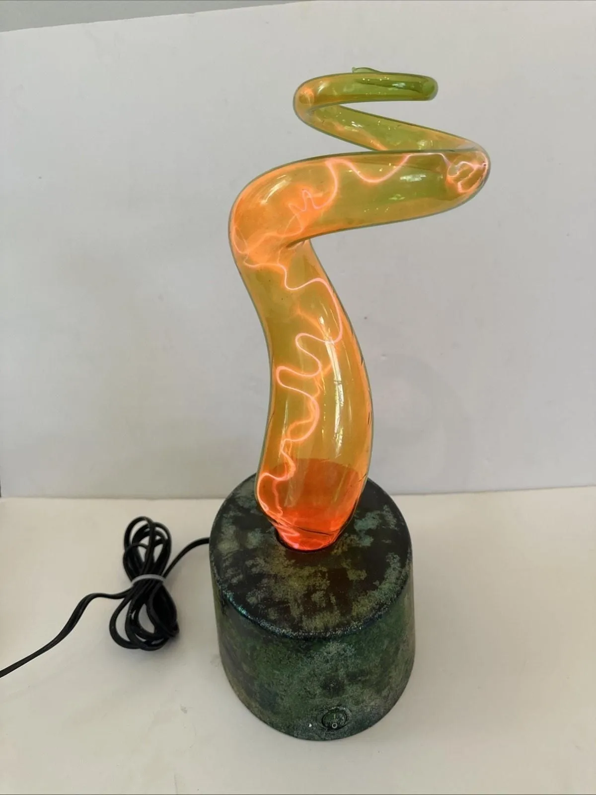 Product image for LumiSource Sculptured Green Swirl Touch Sensitive Plasma Art Glass Lamp 18”