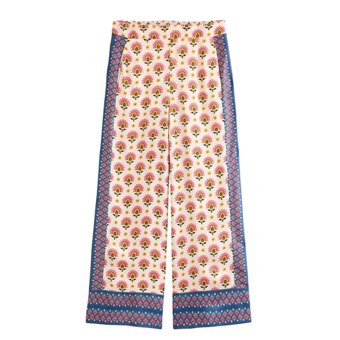 Product image for Boden Straight Cropped Satin Pants in Passion Geo, Size 16-18 - new-with-tags - Boden