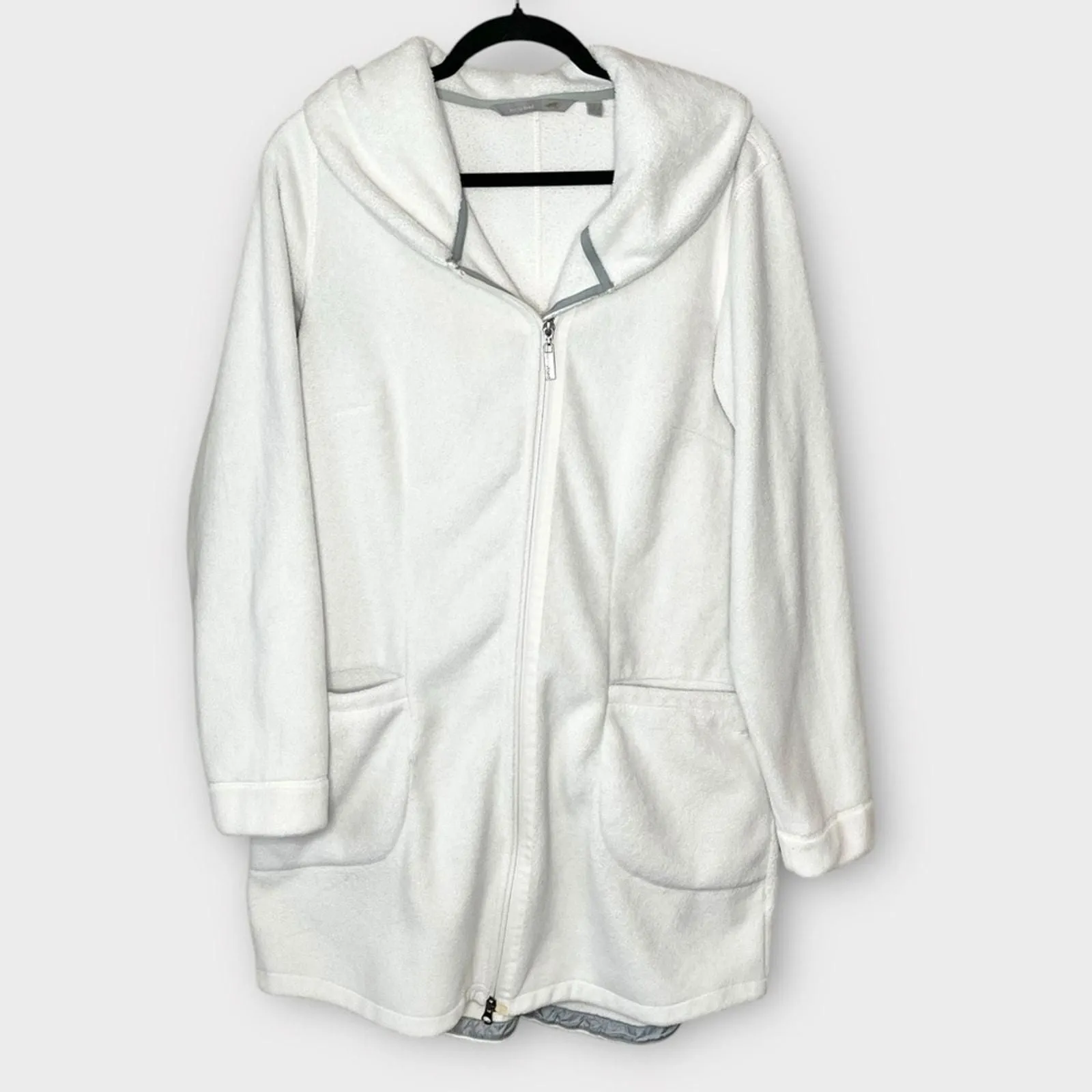 Product image for HORNY TOAD cream long line full zip fleece jacket size large spring outdoor - pre-owned---good - Horny Toad