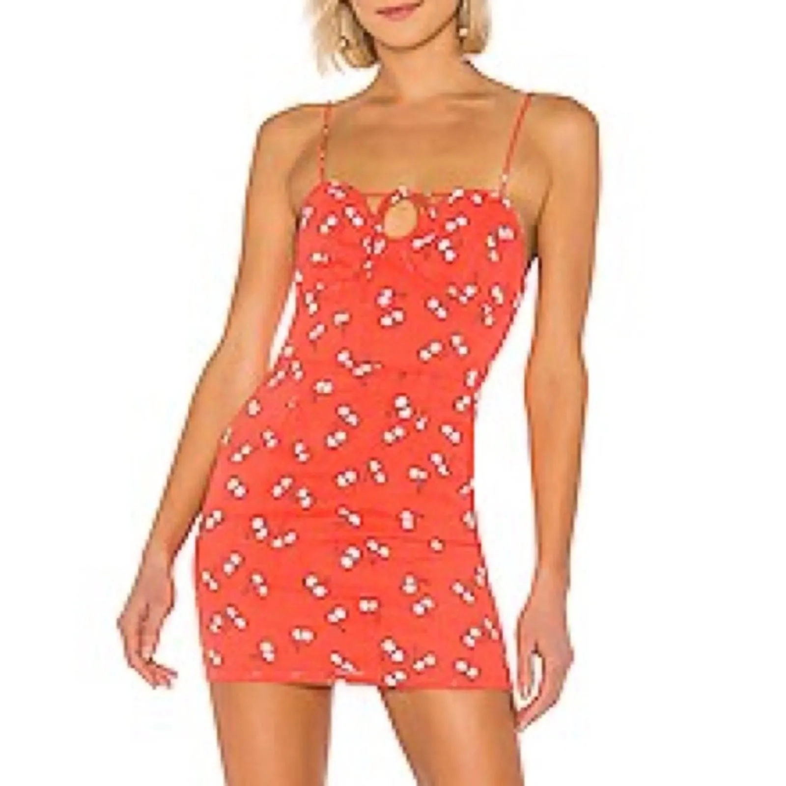 Product image for NWT SUPERDOWN cherry print mini “merci” dress red/white summer size small - superdown