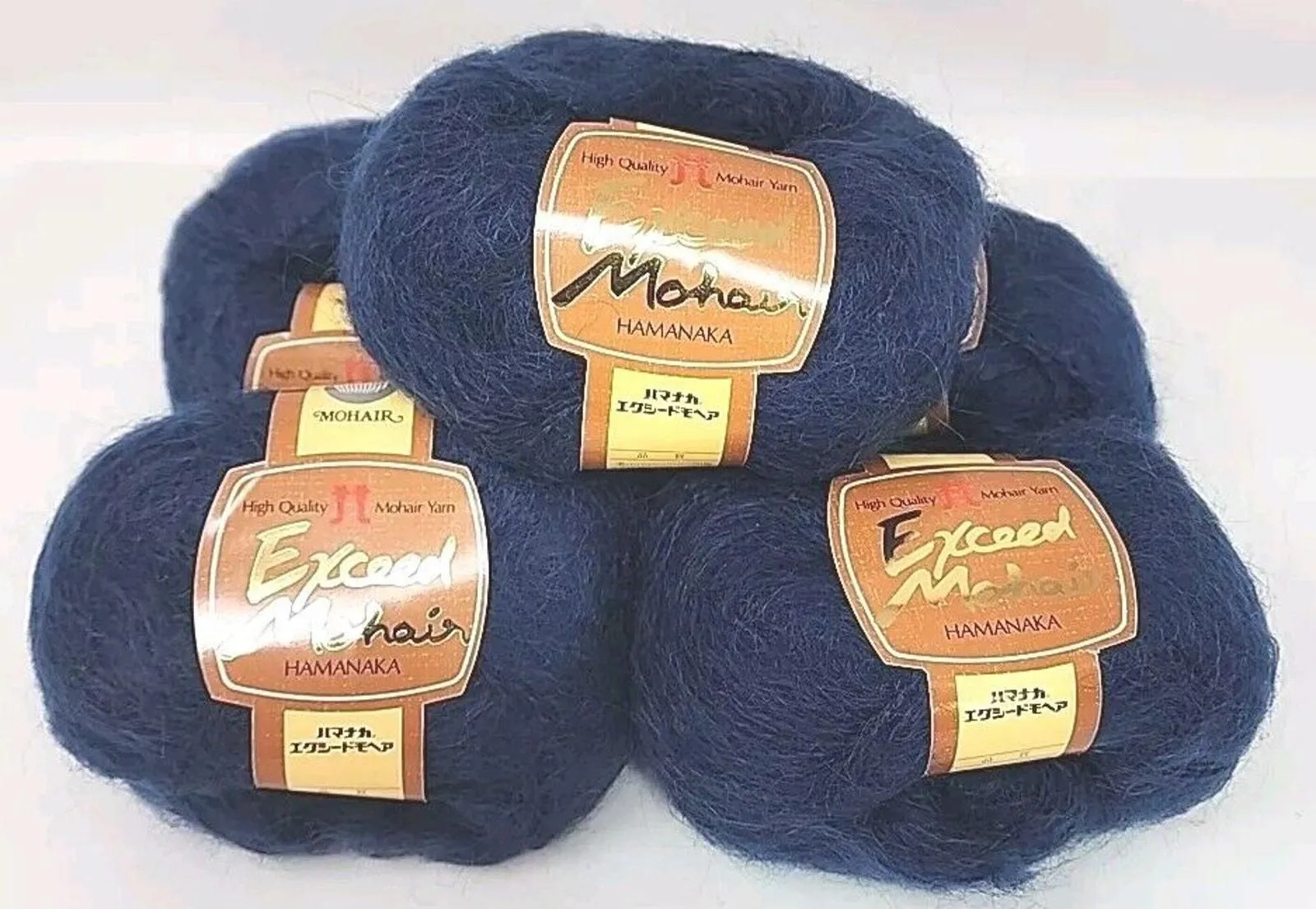 Product image for Hamanaka Exceed Mohair Wool Thick Color 15 Dark Blue 40g Approx. 100m 5-ball set - new