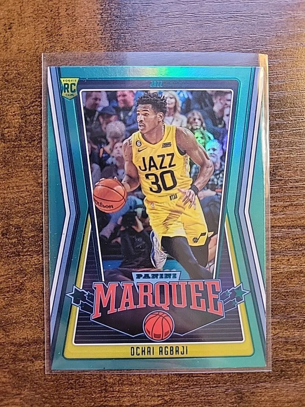 Product image for Ochai Agbaji 2022-23 Panini Chronicles Marquee #250 - Green/Teal - Rookie - NBA