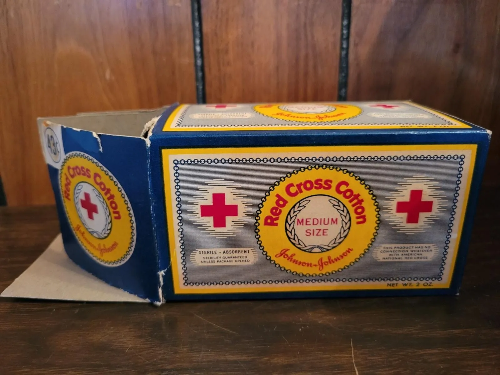 Product image for NOS Vintage Johnson & Johnson - Red Cross Cotton w/Box - Medium Size