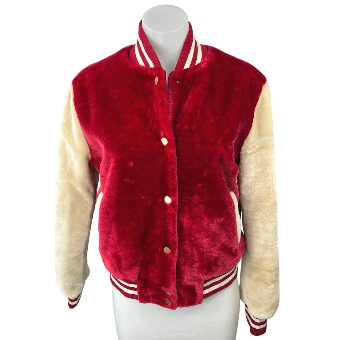 Product image for Dance & Marvel Red Velvet Velour Snap Button Down Varsity Bomber Coat Jacket S - Outerwear - N/A - S - pre-owned---good - Dance & Marvel