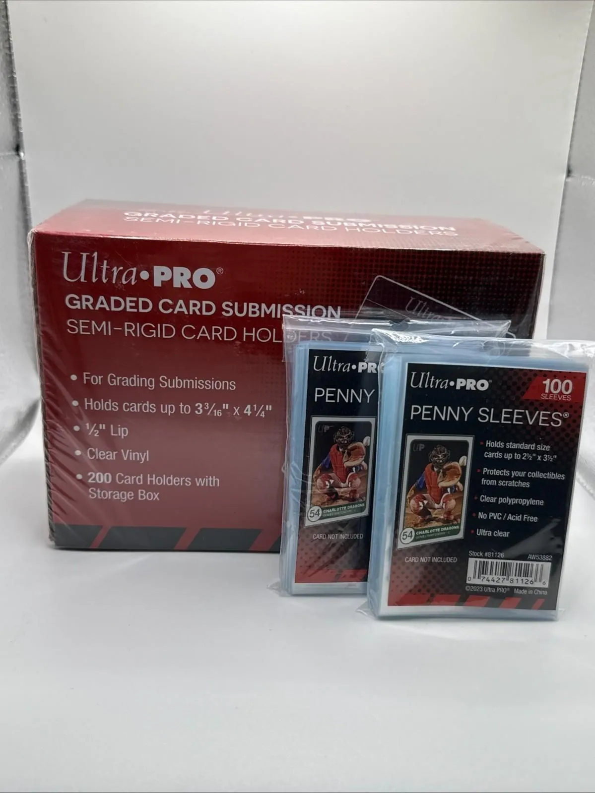 Product image for Ultra Pro Graded Card Submission Semi-Rigid Card Holders BOX of 200 + 200 Sleeve - Semi Rigid Holders - Ultra PRO - Semi Rigid Holders - 200 - Standard - 35 Pt. - 1 Card - Clear