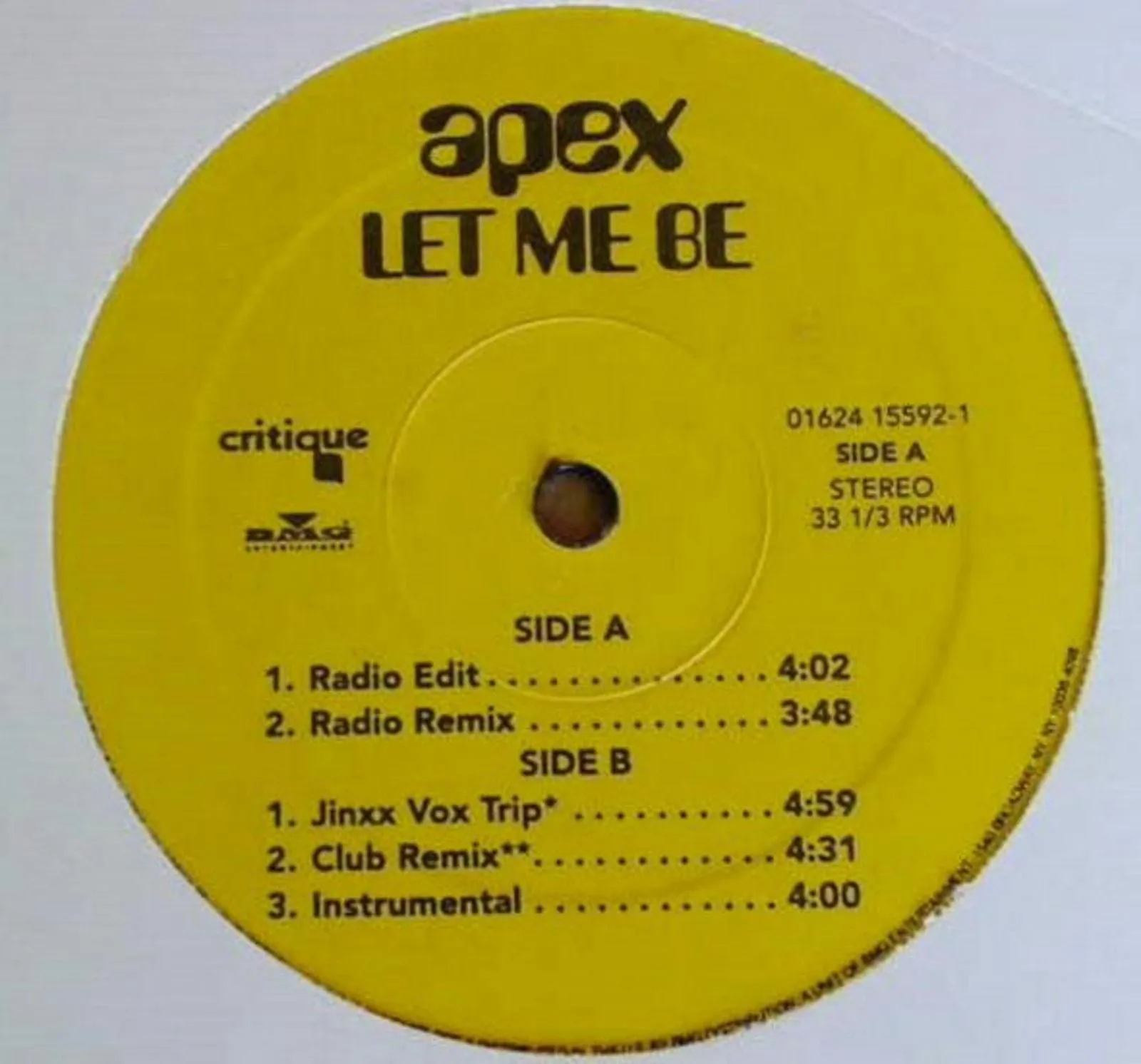 Product image for Apex  - Let Me Be (12")
