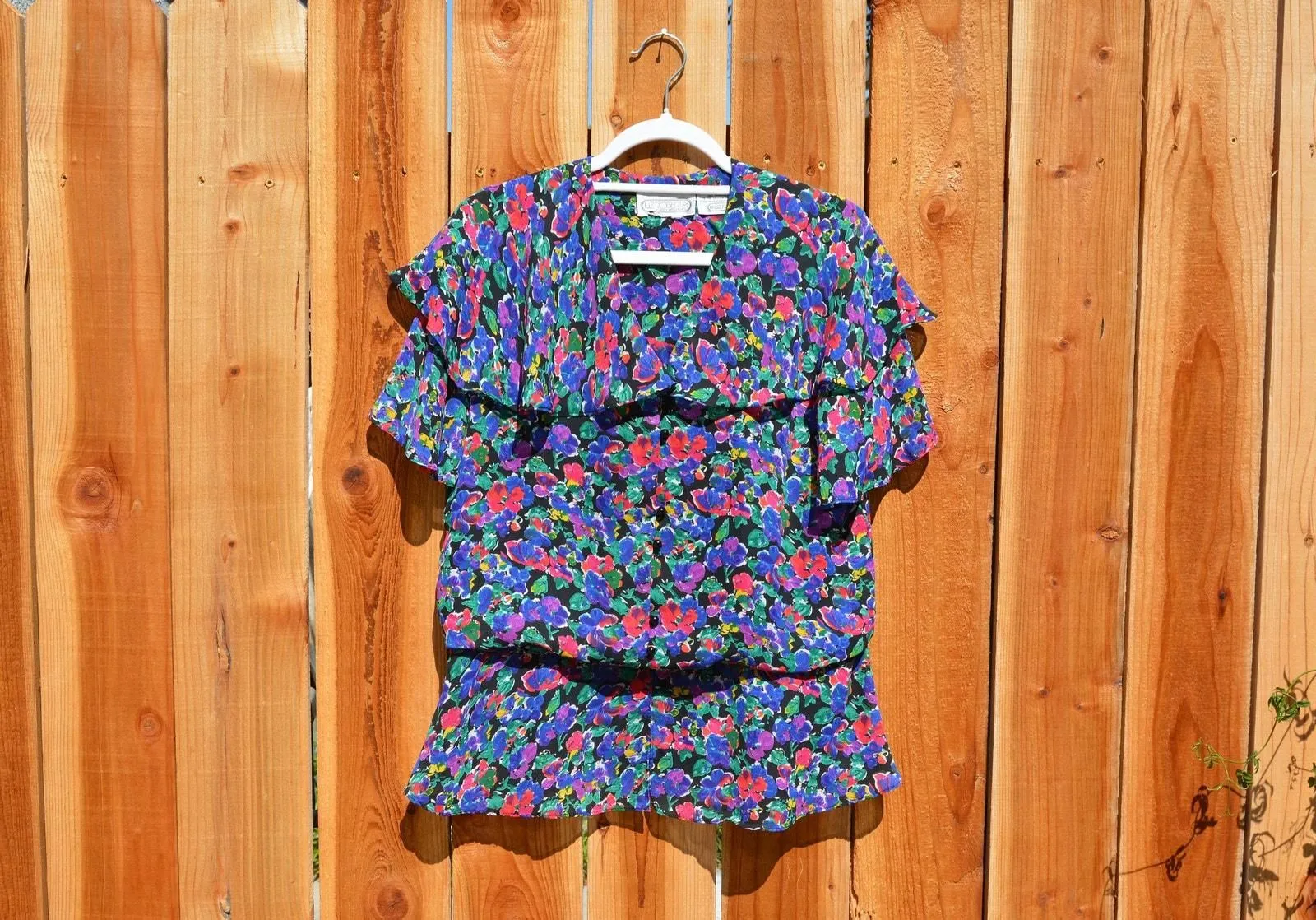 Product image for Vintage 1980s Liz Roberts Floral Chiffon Blouse - pre-owned---excellent - Liz Roberts