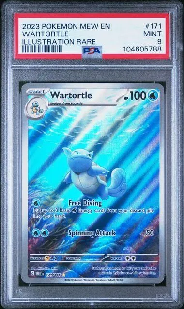 Product image for 2023 POKEMON MEW EN-151 WARTORTLE ILLUSTRATION RARE #171 PSA MINT 9 - 104605788 - 104605788