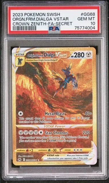 Product image for 2023 POKEMON SWORD AND SHIELD CROWN ZENITH ORGN.FRM.DIALGA VSTAR CROWN ZENITH-FA-SECRET #GG68 PSA GEM MT 10 - 75774004 - 75774004