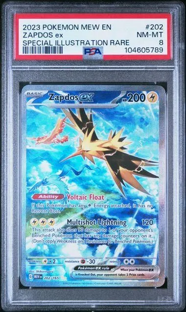 Product image for 2023 POKEMON MEW EN-151 ZAPDOS ex SPECIAL ILLUSTRATION RARE #202 PSA NM-MT 8 - 104605789 - 104605789