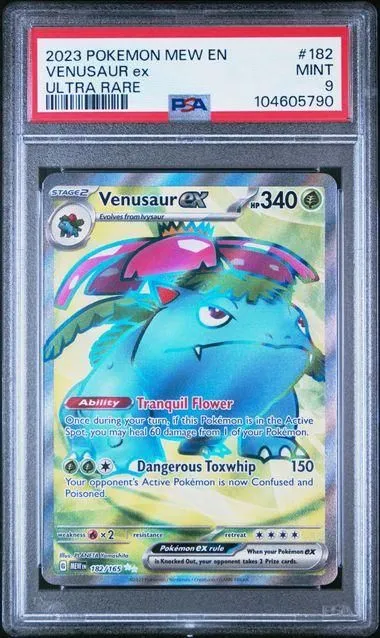 Product image for 2023 POKEMON MEW EN-151 VENUSAUR ex ULTRA RARE #182 PSA MINT 9 - 104605790 - 104605790