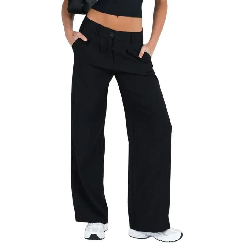 Product image for Princess Polly Petite Archie Low Rise Pants in Black, Size 4P - new-with-tags - Princess Polly