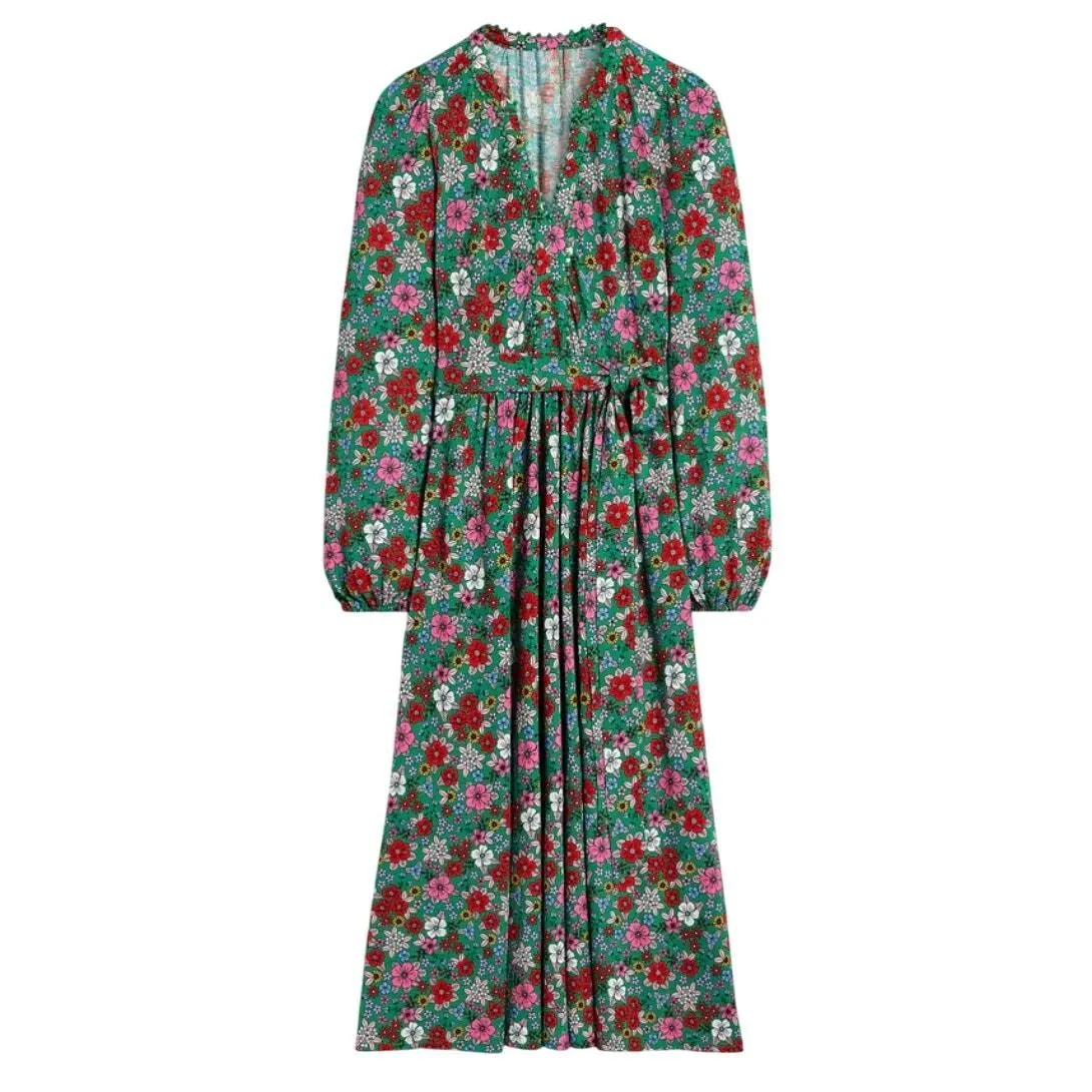Product image for Boden Maeve Trim Jersey Midi Dress in Green, Size 16-18R - Boden