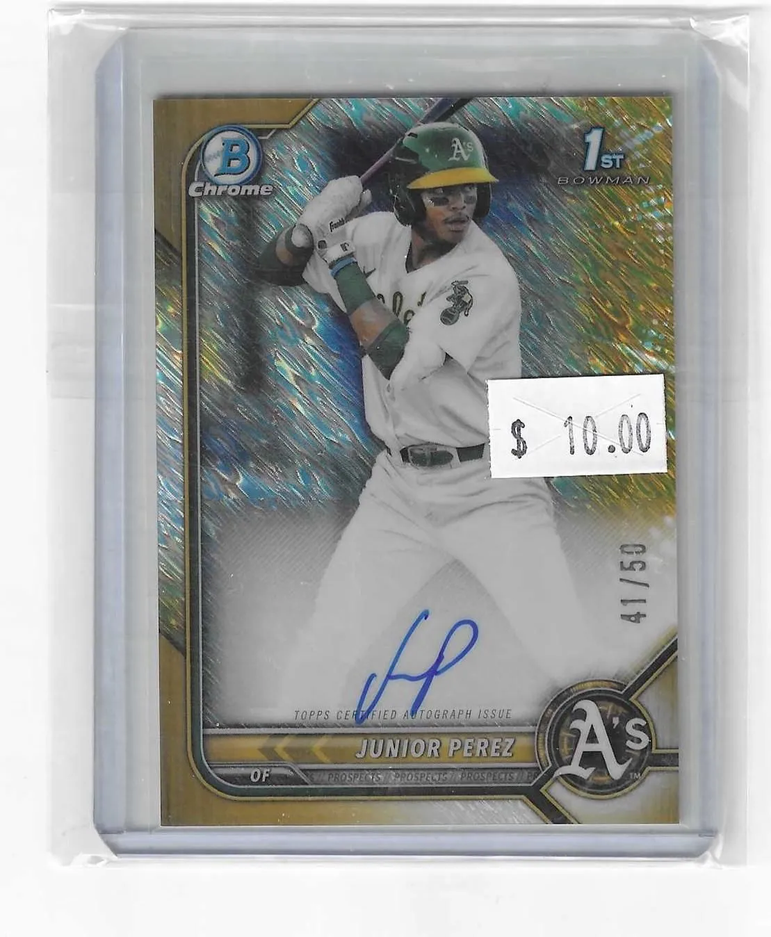 Product image for 2022 Bowman Chrome Junior Perez Gold Shimmer Auto #41/50 - 2022 - Baseball - CPA-LS - Topps - 2022 Bowman Chrome - Gold Shimmer