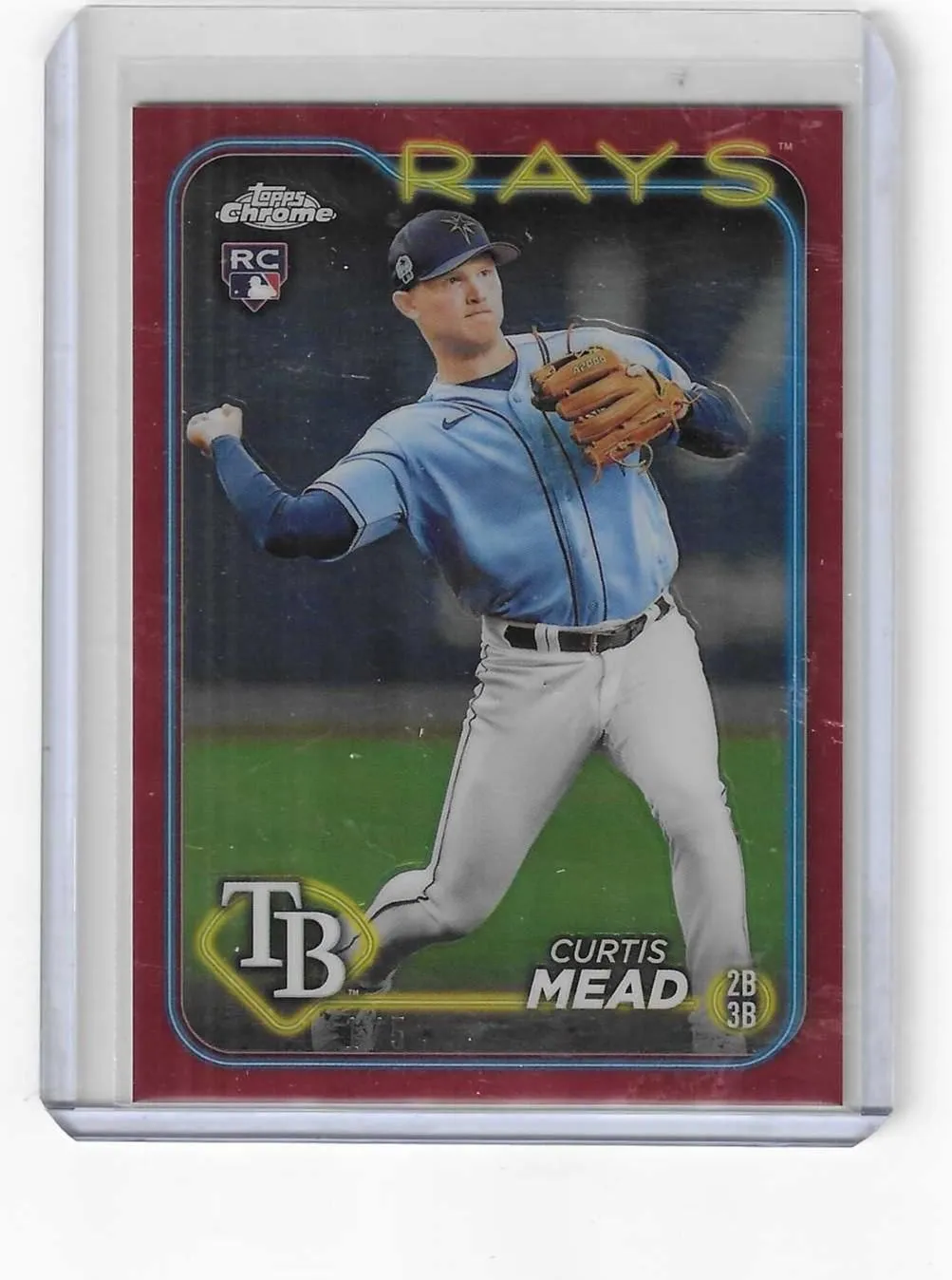 Product image for 2024 Topps Chrome Curtis Mead RC Red Refractor #1/5--Rays  - 2024 - Baseball - 82 - Topps - Curtis Mead - 2024 Topps - Gold