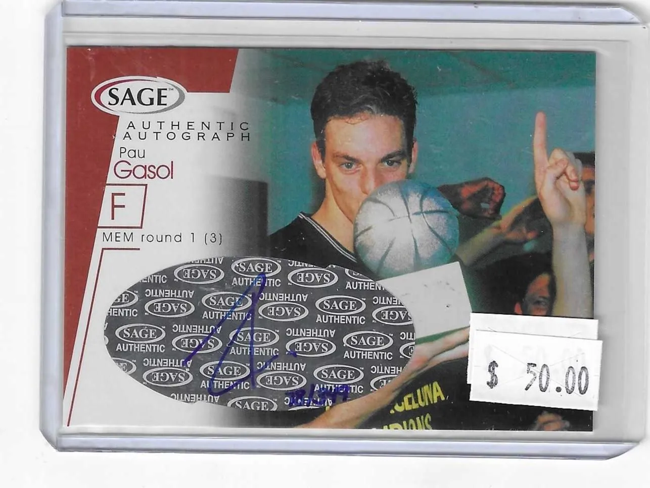 Product image for 2001 SAGE Authentic Pau Gasol Auto #78/349 - Basketball - Authentic Autograph - SAGE - Pau Gasol - SAGE Authentic Autograph - Yes