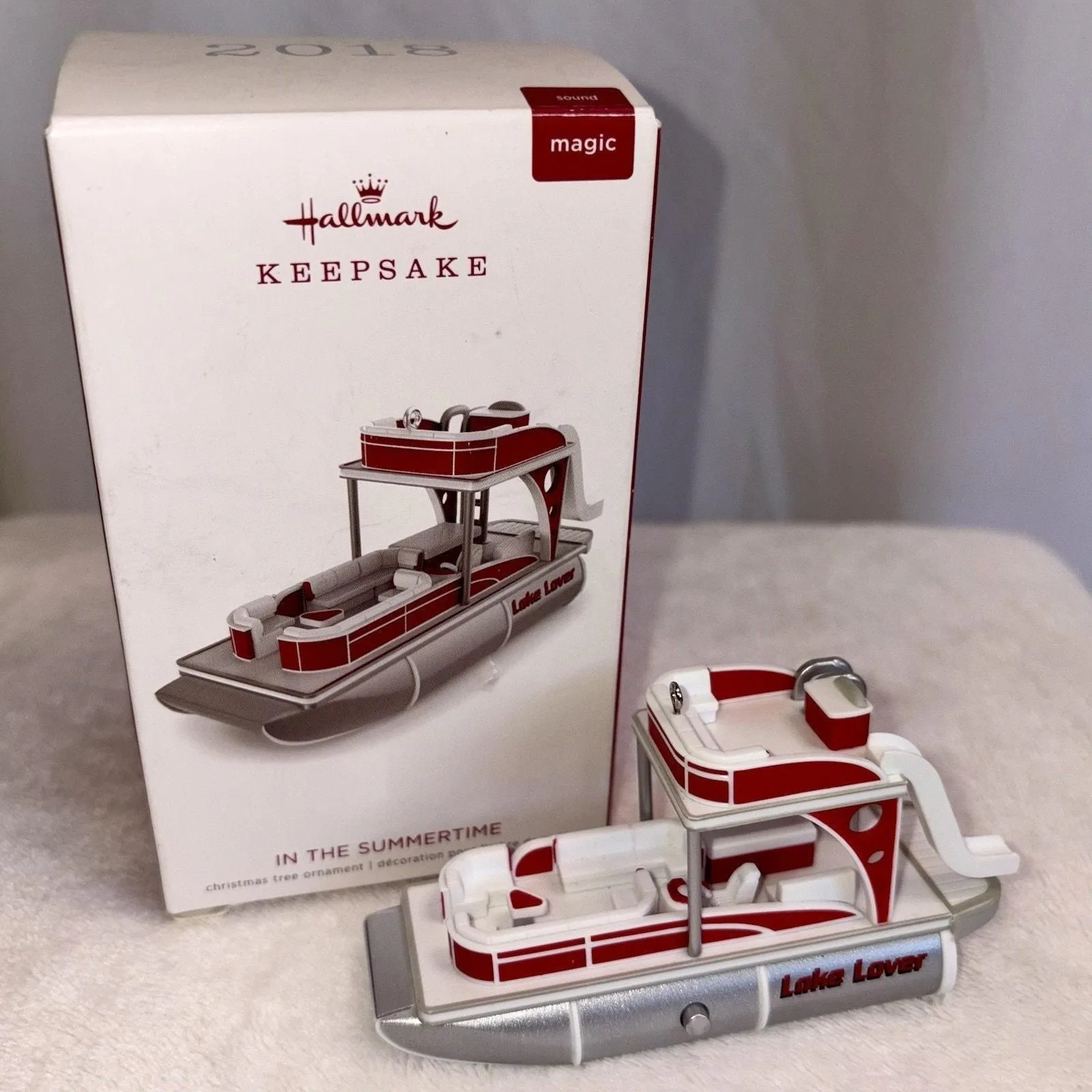 Product image for Hallmark Keepsake 2018 In The Summertime Mungo Pontoon Boat Christmas Ornament