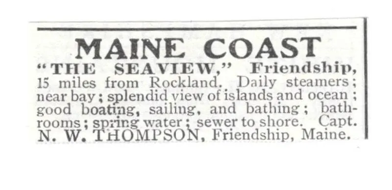 Product image for Maine Coast The Seaview NW Thompson Friendship ME 1903 Magazine Ad SAG6-S18