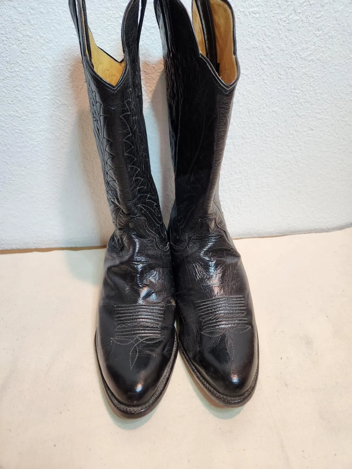 Product image for Pardavale Slim Cowboy Boots Men’s 9B Black Leather Handmade Mexico Western - pardavale