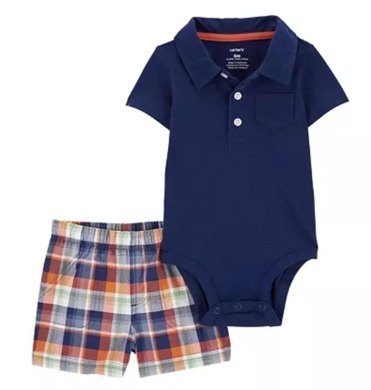 Product image for Carter's Baby Boys Bodysuit and Shorts in Blue, Size 12M - Carter's