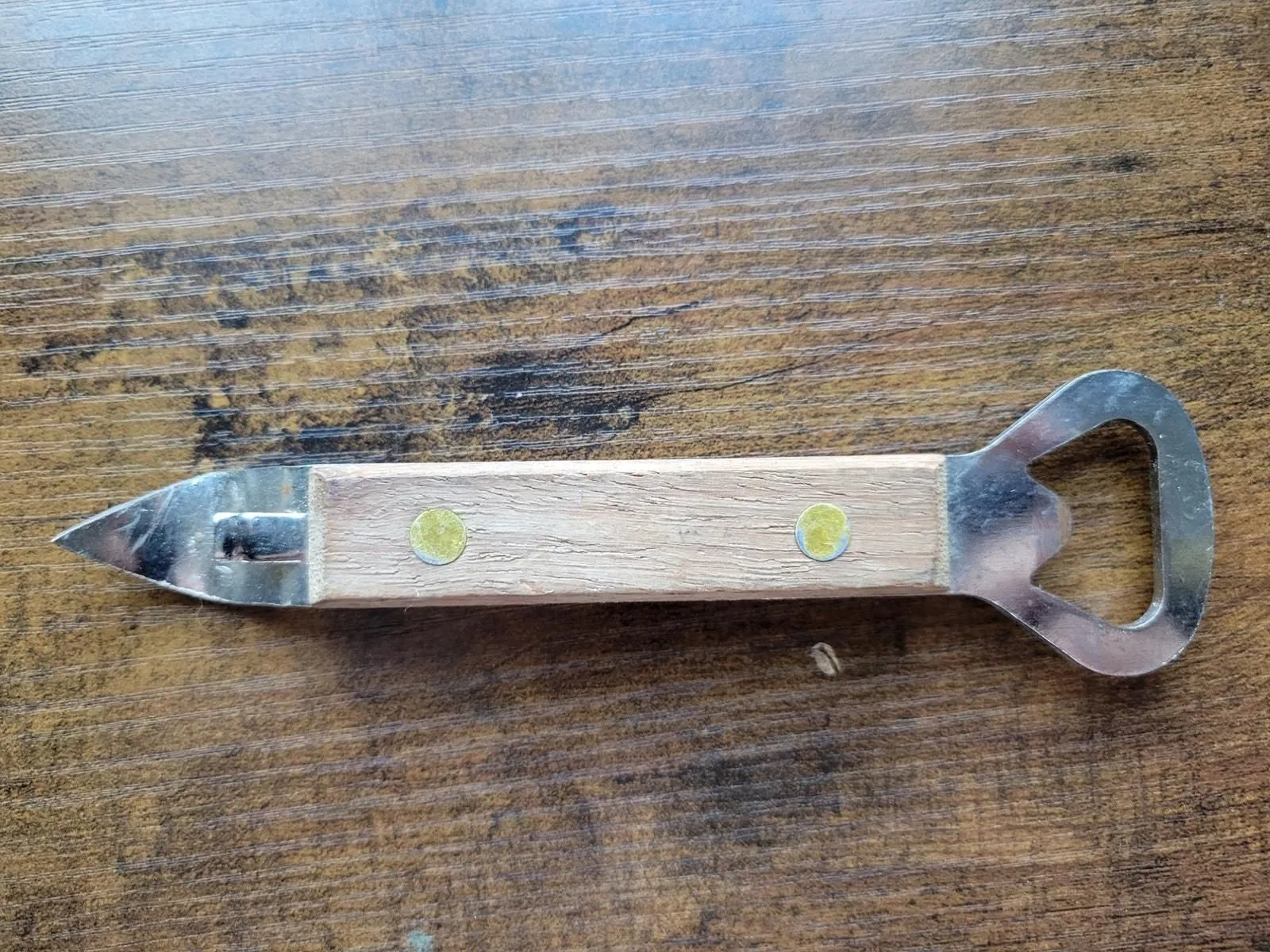 Product image for Vintage Mid-Century Can/Bottle Opener w/Wood Handle - pre-owned---good