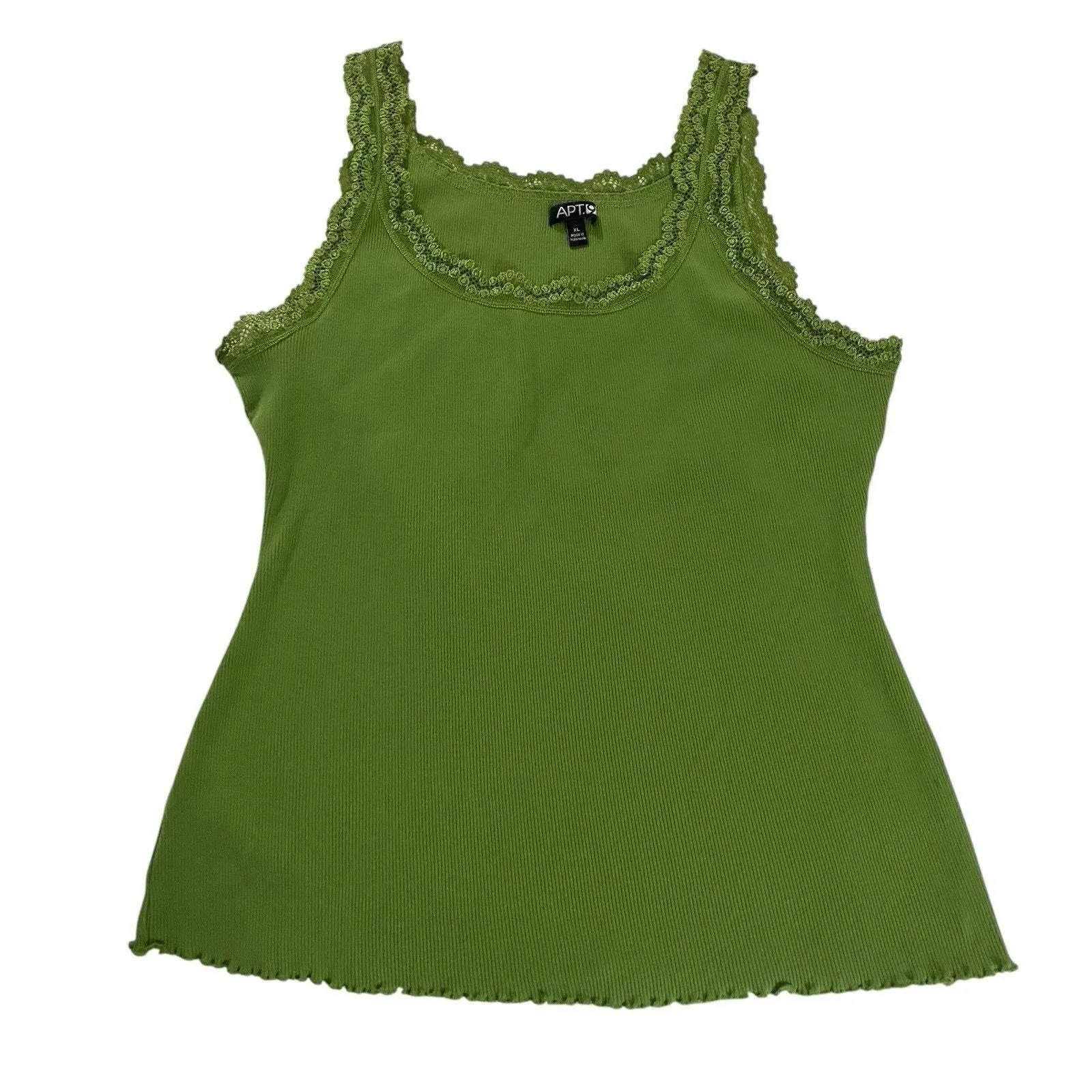 Product image for VTG Y2K Babydoll Tank Top XL Twilightcore Lace Trim Coquette Green Ribbed Apt. 9 - XL - Tops - pre-owned---excellent - Apt 9