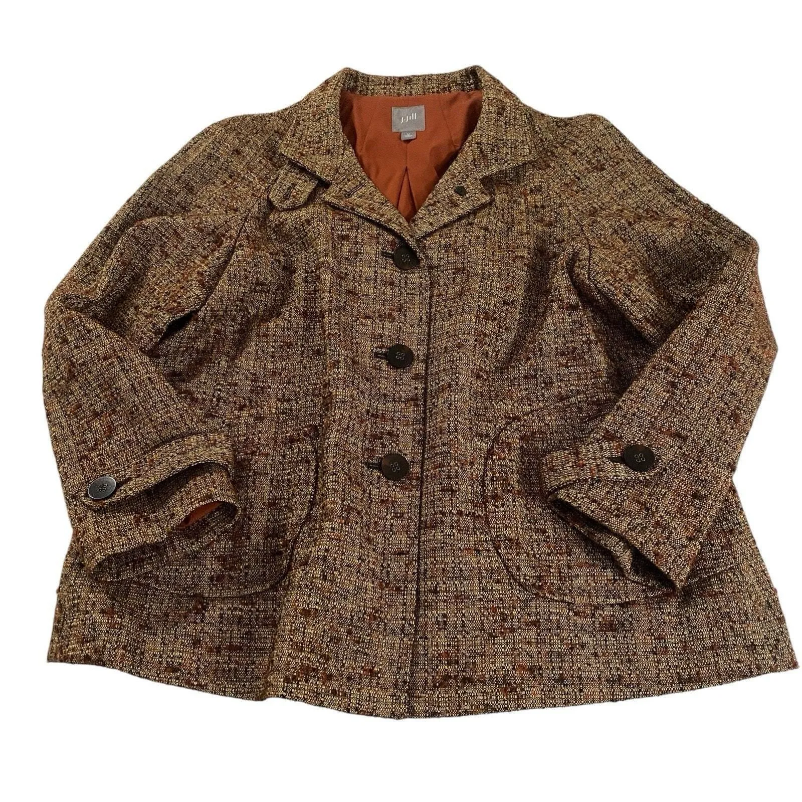 Product image for J. Jill Women's Medium Blazer Jacket Boucle Tweed Mid Length Brown Work Career - M - Outerwear - pre-owned---excellent - J. Jill
