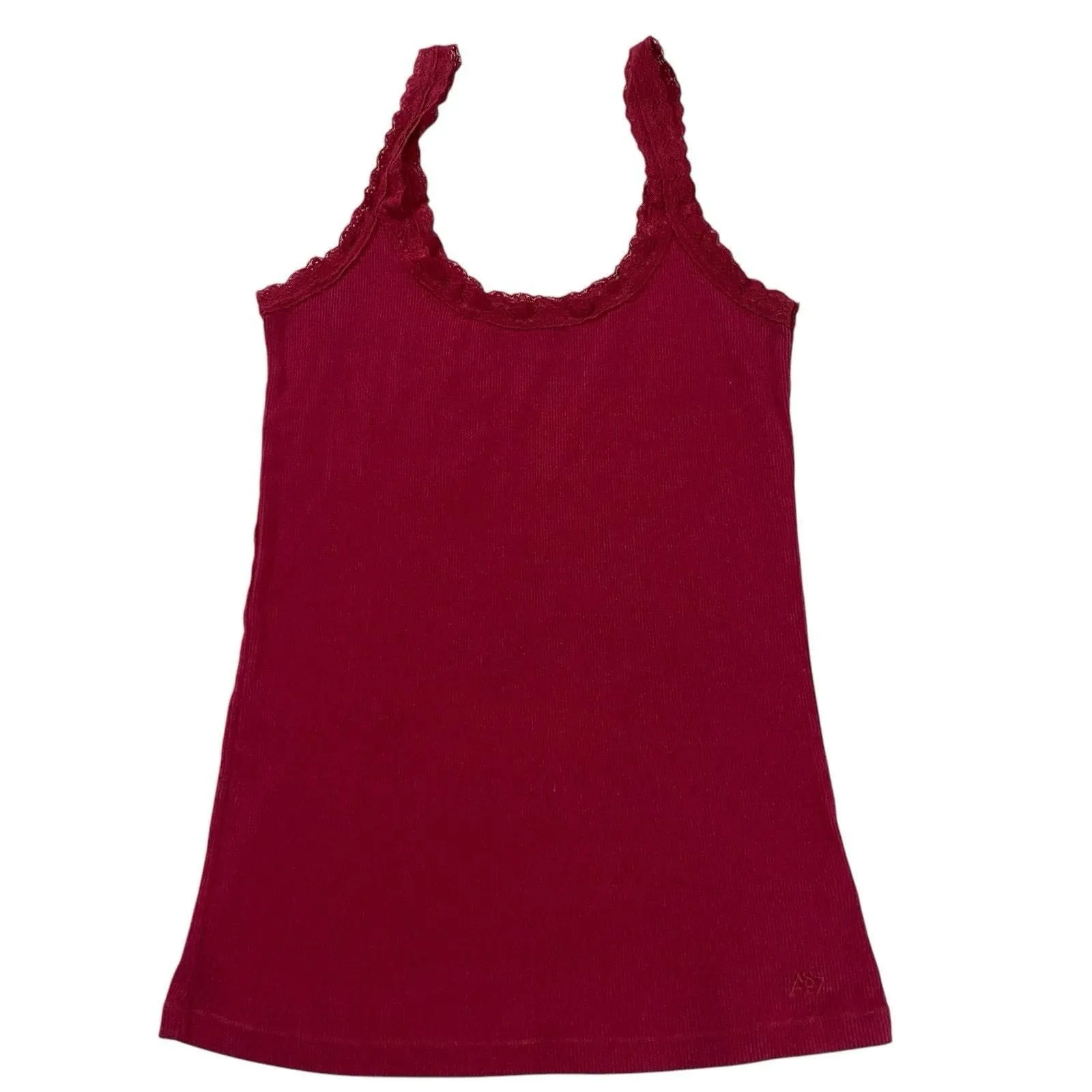 Product image for Vintage Y2K Aeropostale XL TG Hot Pink Lace Trim Rib Knit Racerback Tank Top - XL Tall - Tops - pre-owned---good - Aeropostale