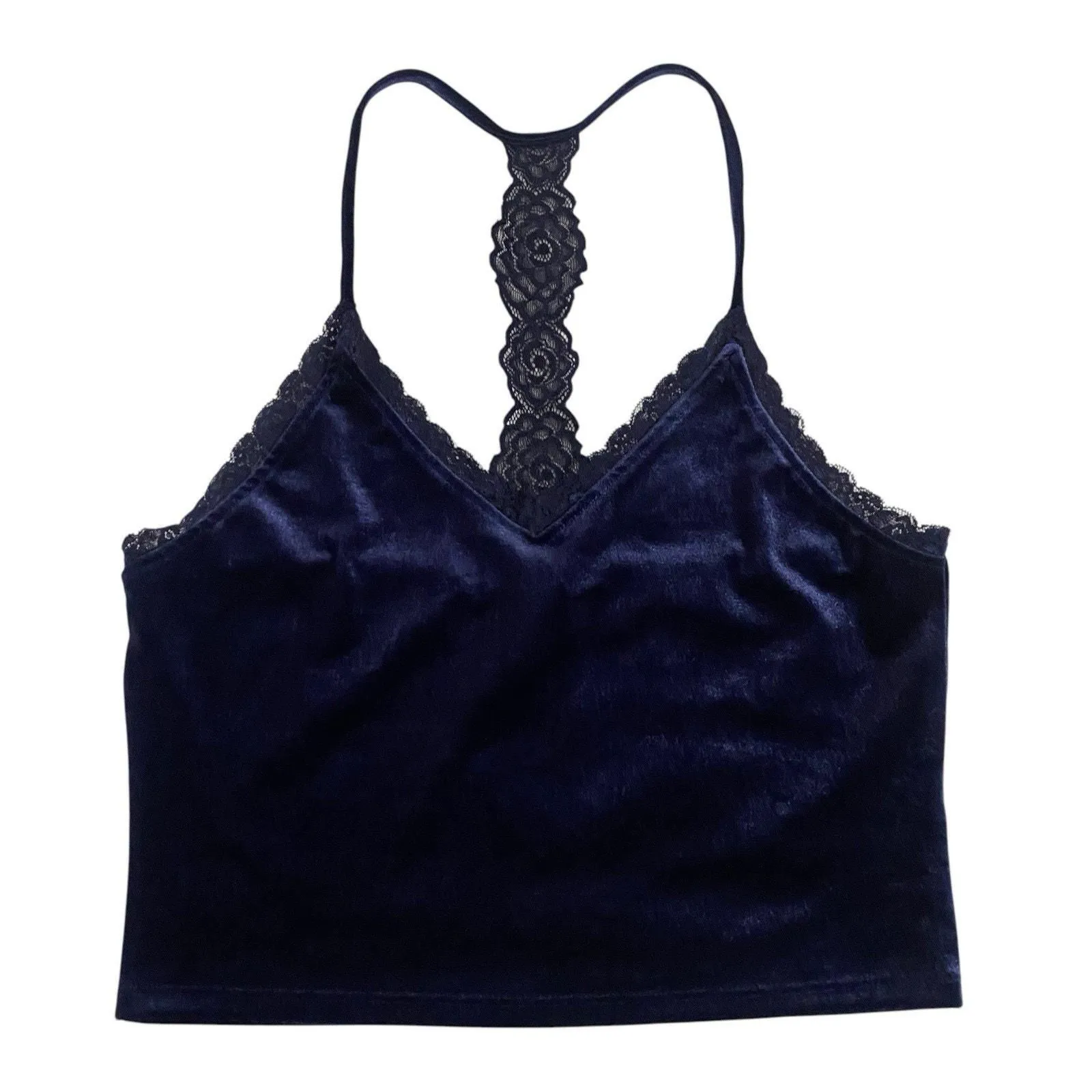 Product image for Y2k Cami Large Top Fairy Babydoll Lace Velvet Whimsigoth Blue FOREVER21 - L - Tops - pre-owned---excellent - Forever 21