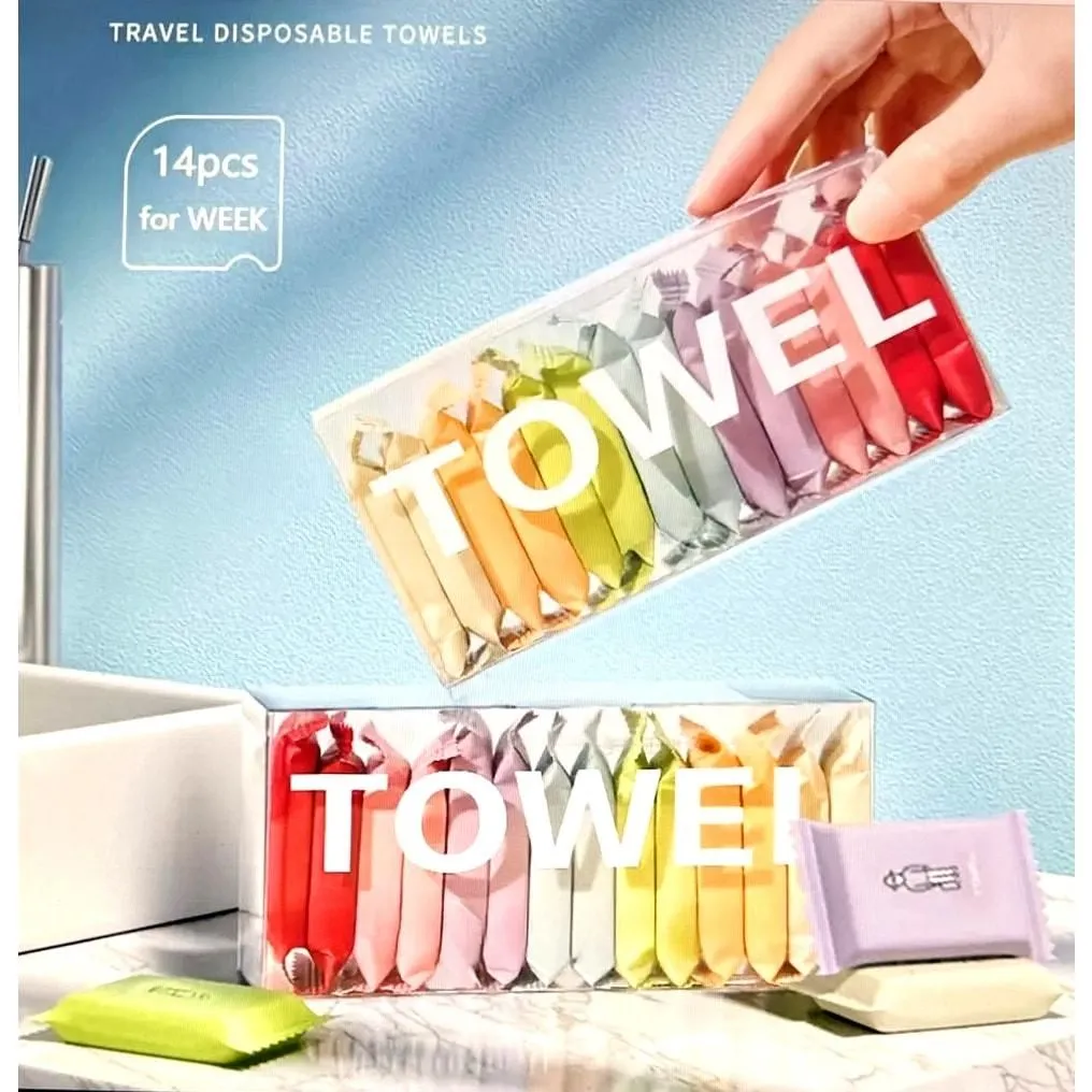 Product image for Multipurpose Compressed Cleansing Towels Hiking Camping Kids Daily Use 14 pc