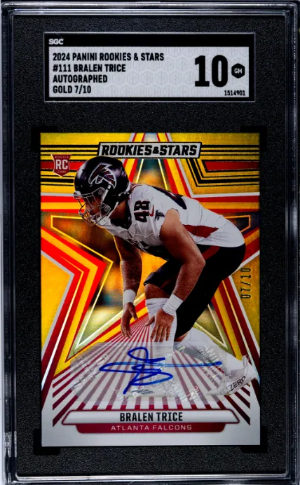 Product image for 2024 Panini Rookies & Stars #111 Bralen Trice Auto. Gold SGC 10