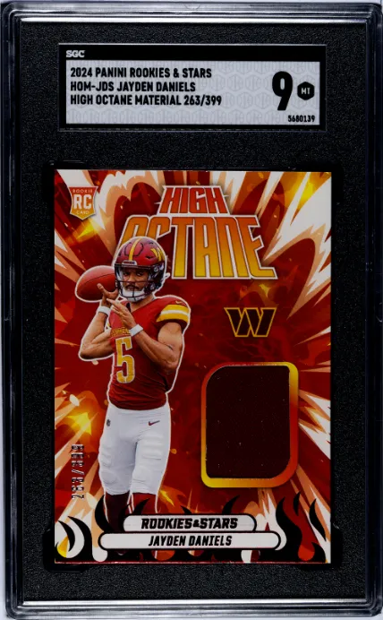 Product image for 2024 Panini Rookies & Stars #HOM-JDS Jayden Daniels High Octane Mat. SGC 9