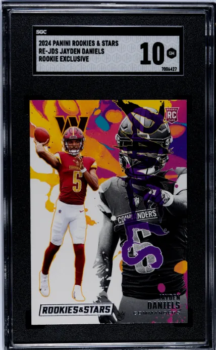 Product image for 2024 Panini Rookies & Stars #RE-JDS Jayden Daniels Rookie Exclusive SGC 10