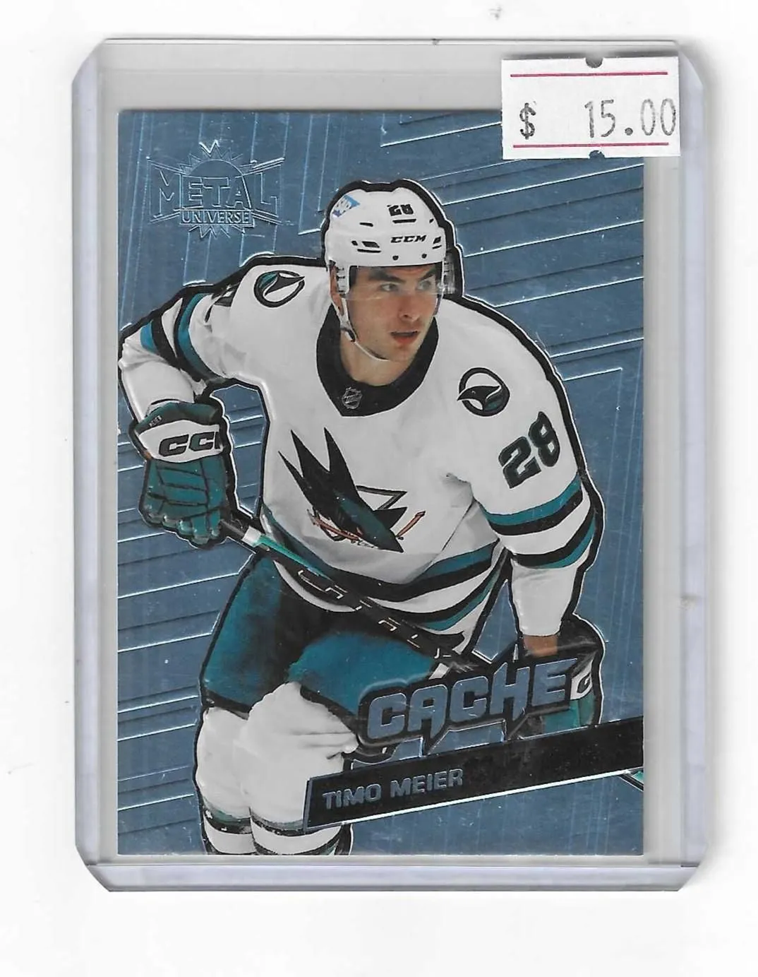 Product image for 2022 SkyBox Metal Universe Timo Meier #C-44 Cache #11/15 - 2022 - Hockey - C-44 - SkyBox - Timo Meier - 2022 SkyBox Metal Universe - Cache