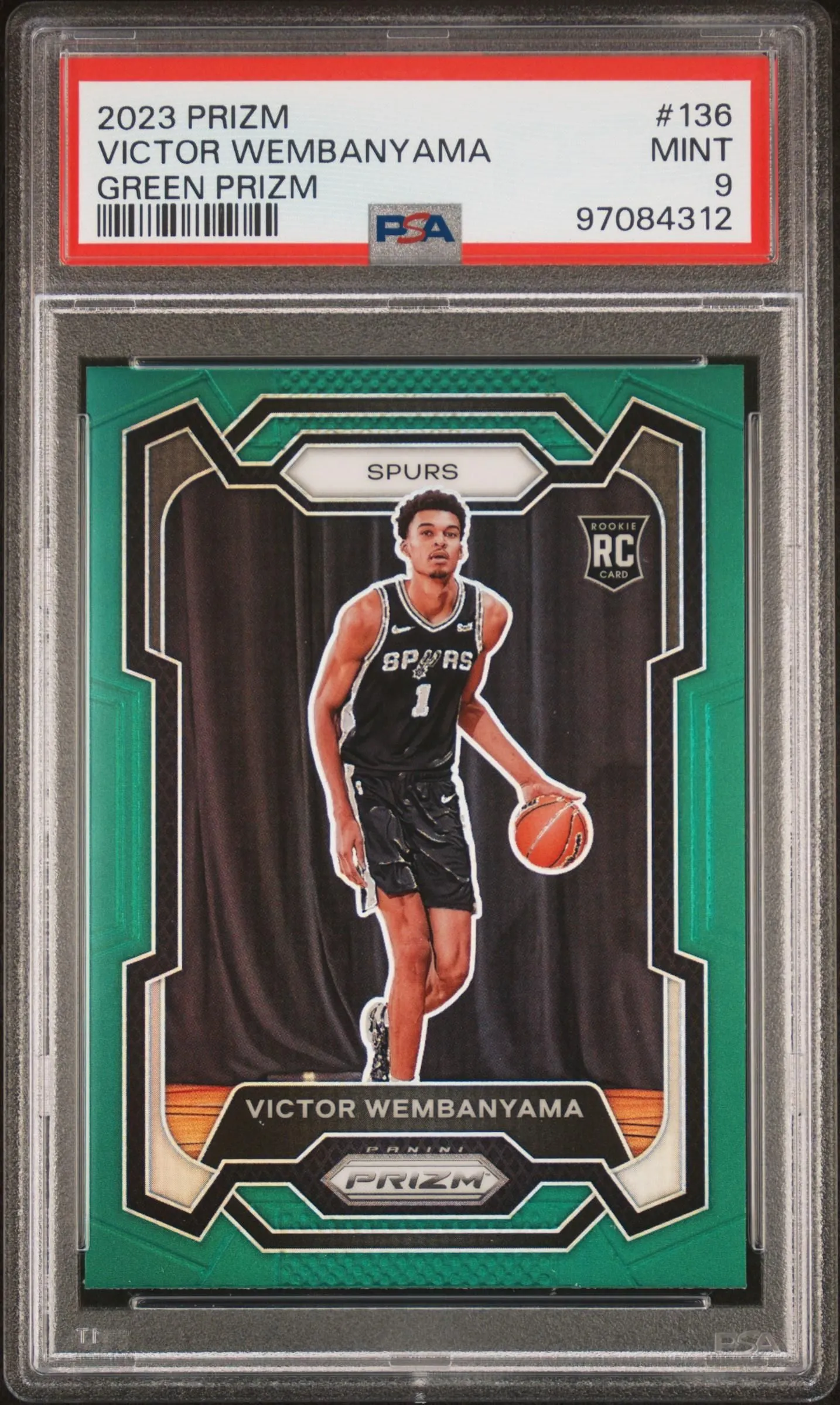 Product image for 2023 Panini Prizm Victor Wembanyama #136 Green PSA 9 - 2023 - Basketball - 136 - Panini - Victor Wembanyama - 2023 Panini Prizm - 1083 - 1976 - Green - Yes