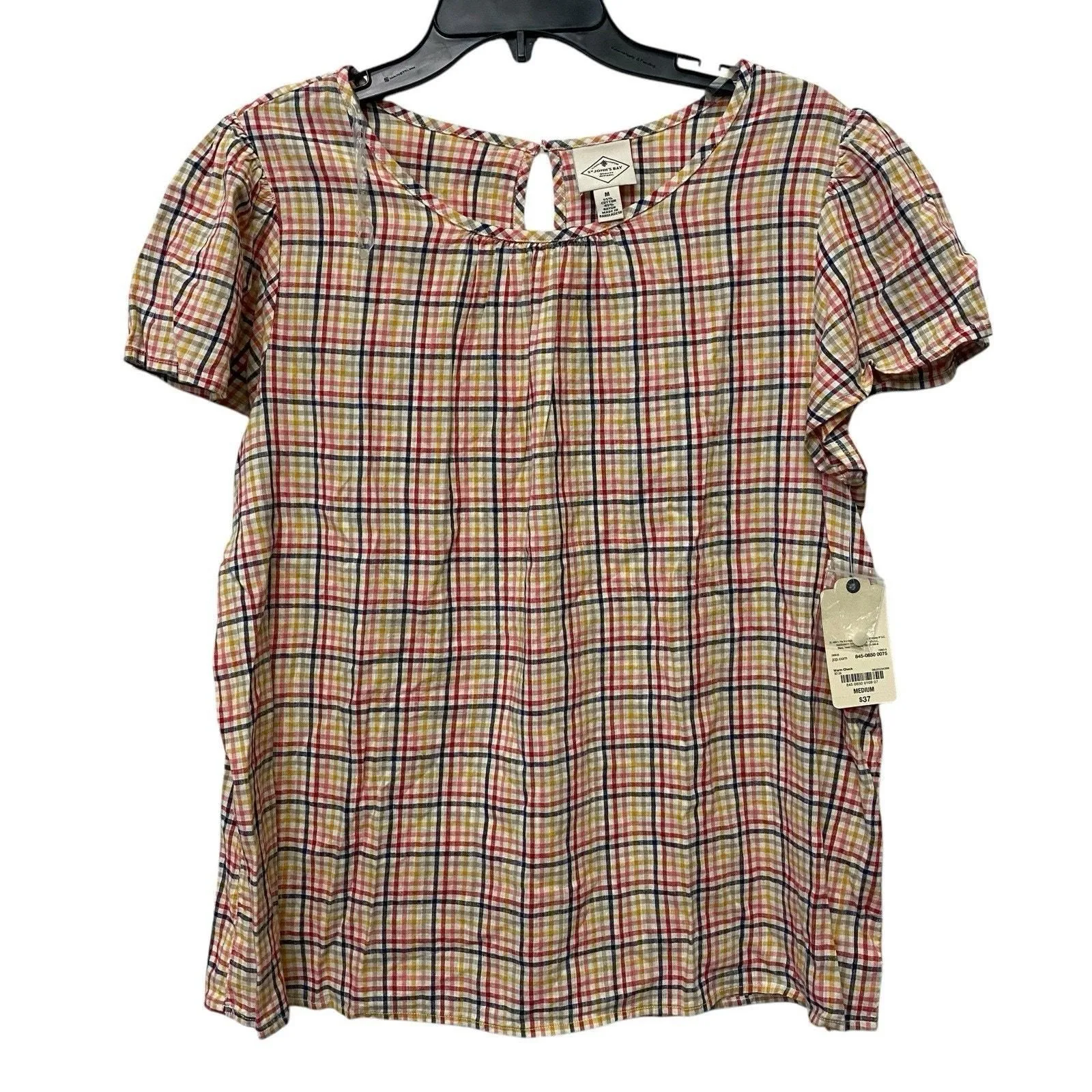 Product image for NWT St John's Bay Women M Multicolor Gingham Light Perfect Summer Top Academia - M - Tops - new-with-tags - St. John's Bay