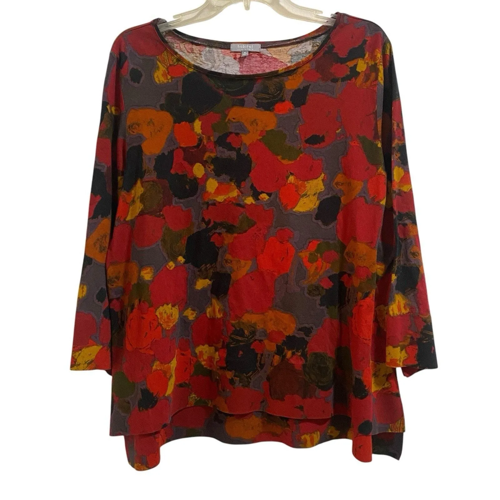 Product image for Habitat Clothes to Live In Top Womens M Red Floral Tunic 3/4 Sleeve Artsy Boho - M - Tops - pre-owned---excellent - Habitat