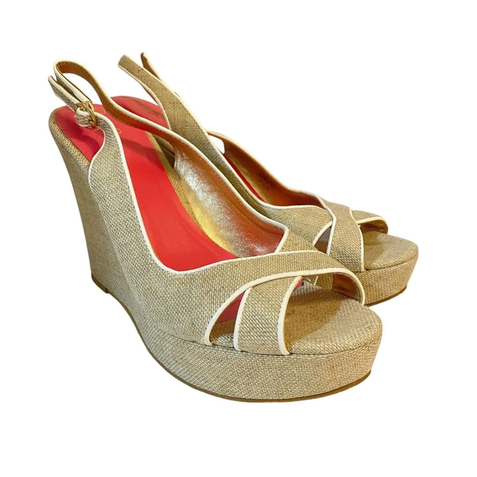 Product image for Lily Pulitzer Wedge women’s 7.5 Picture Perfect Espadrille Cream Gold Slingback - 7.5 - used - Lilly Pulitzer